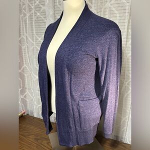 BOBEAU Open front blue cardigan 30”L sleeve 24” L
